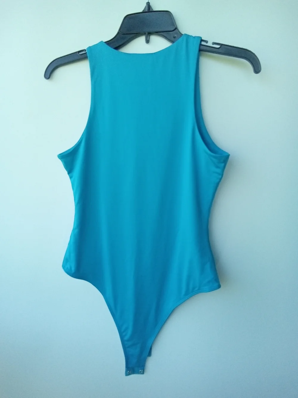 NWT GB Dillard's Turquoise Blue High Neck Sleeveless Thong Bodysuit Size M